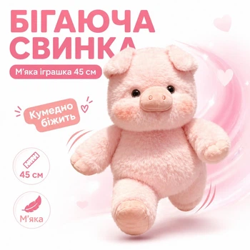 Бегающая свинка мягкая игрушка 45см розовая свинка-бегун с имитацией бега, плюшевый поросенок с подвижными лапками pig45