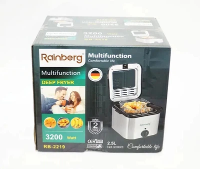 Электрическая фритюрница Rainberg RB-2219 3200 Вт, фритюрница с терморегулятором на 1.5 л для картофеля фри