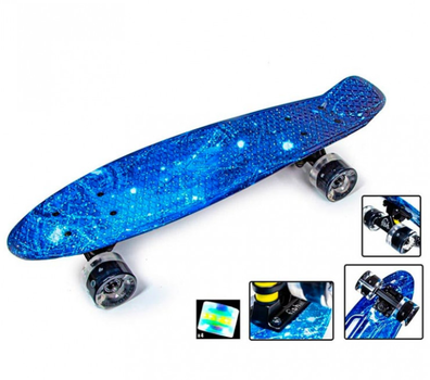 Пенни борд Fish Skateboards Spice со светящимися колесами, дека 57 см, ABEC-7, до 85 кг