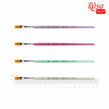 Пензель синтетика плоска HOBBY&CRAFT №4 для декору коротка ручка ROSA Talent