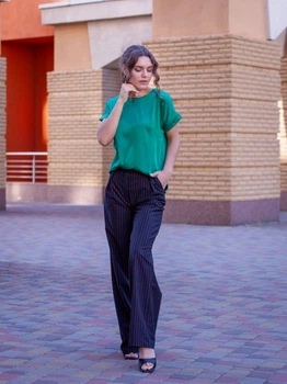 Черные женские брюки в полоску FashionYouWant S черный 43450198