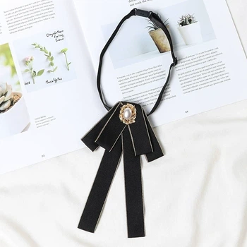 Елегантна брошка-бант із перлиною Honey Fashion Accessories чорний (30к056)