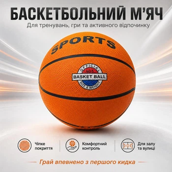 Баскетбольный мяч оранжевый для тренировок и игры, мяч для баскетбола с рельефным цепким покрытием для зала и улицы №5