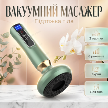 Массажер вакуумный антицеллюлитный для тела 6 уровней массажа лимфодренажный гуаша аккумуляторный портативный
