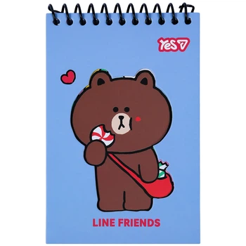 Блокнот YES 100x150мм на спір. 60арк. Line Friends Choco 152247, з фігурною висічкою (клітинка) (30) /152247/