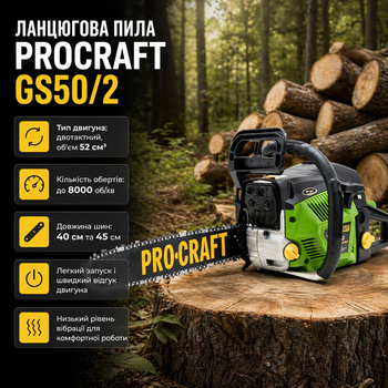 Бензопила цепная Procraft GS50/2