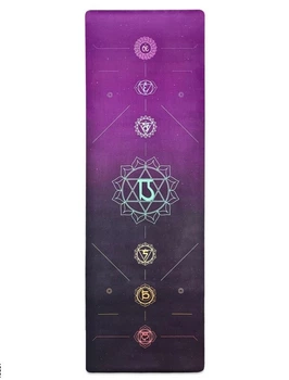 Килимок для йоги та фітнесу EasyFit Chakra Flow (замша + каучук) 183×61×0,3 см протиковзкий, Фіолетово-чорний (EF-1926-4)