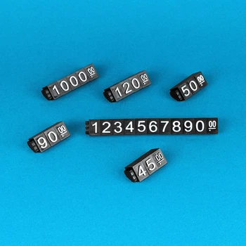 Набор пластиковых ценников с цифрами Lesko L 100 шт 6×9 мм черный с белыми цифрами для товаров на витрину