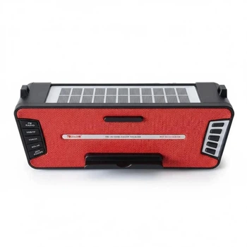 Портативная колонка Golon RX-S2618BTS Red, Bluetooth, солнечная панель, аккумулятор до 6 часов работы, красная