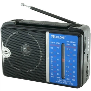 Портативное радио Golon RX A06AC AM, FM, питание от сети 220V и батареек R20 2 шт, черное