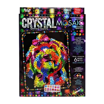 Алмазна мозаїка «Crystal mosaic Пес» із шістьма видами кристалів, набір для дитячої творчості