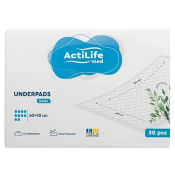 Пеленки для младенцев ActiLife Med Basic 60 х 90, 30 шт (4820174981488) ActiLife 4820174981488 1045226