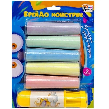 Крейда "Крейдо-монстрик", 5 шт, кольорова, тримач, на листі MIC (78490)