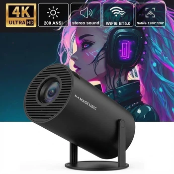 Портативний 4K мініпроєктор Magcubic HY300 Чорний (Android 12, Wi-Fi 6, Bluetooth)