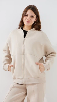 Кофта-бомбер однотонна жіноча LAWA WBC02425 S Світло-бежевий shop (2000999424397)