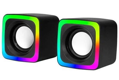 Комп'ютерні колонки Акустика для ПК XTRIKE ME SK-201 з RGB підсвідкою 3Wx2, 3.5mm+USB Black