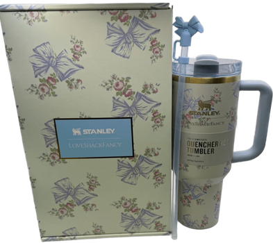 Термос термокружка Stanley Quencher H2.0 Tumbler из нержавеющей стали 1,18 л Vintage Blue Bow KT6007857