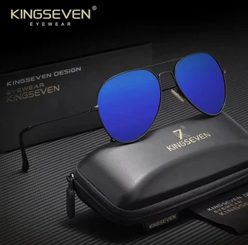Сонцезахисні окуляри поляризовані Авіатор KINGSEVEN UV400 чоловічі жіночі преміумнабір антивідблисків для водіння, Dark Blue