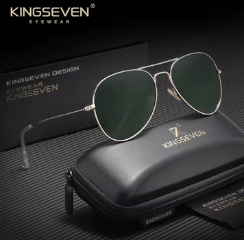 Солнцезащитные очки поляризованные Авиатор KINGSEVEN UV400 мужские женские премиум набор антиблик для вождения, Green