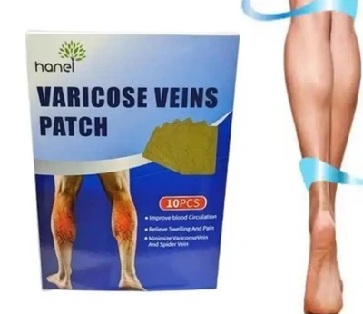 Пластырь от варикоза Varicose Veins Patch, набор 10 штук, на растительных компонентах для ног, от отеков и варикозного расширения вен, бежевый
