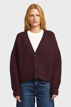 Жіночий бордовий шерстяний кардиган Cable G-Star RAW XS D27729, D770