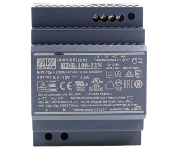 Блок питания MeanWell HDR-100-12N 12B 7.5А 90 Вт установка на DIN-рейку Black