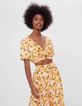 Топ Bershka помаранчевий в візерунки EXNSR125 XS