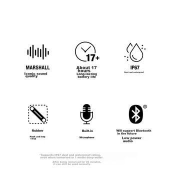 Портативная беспроводная Bluetooth-колонка Marshall WILLEN II, пыле- и водонепроницаемая, с длительным временем автономной работы, небольшой динамик, подарок на праздник, черно-золотой цвет.