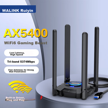Беспроводной сетевой адаптер Wavlink Vitesse Ultra AX5400, игровая гигабитная сетевая карта WiFi 6 без драйверов, настольный WiFi-приемник, внешняя USB-сетевая карта для компьютеров.