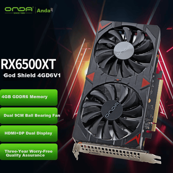 Видеокарта OND RX6500XT Shield 4GD6, 4 ГБ GDDR6, игровая.
