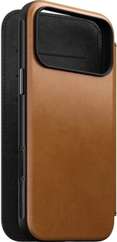 Etui z klapką Nomad Modern Leather Folio Horween Magsafe do iPhone 17 Pro Max Jasnobrązowe (856504014124)