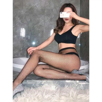 Колготки зі стразами та відкритим доступом Dizori One size Чорний K000876