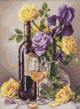 Алмазная мозаика Вино и букет цветов ©art_selena_ua 30x40 AMO20221 Идейка
