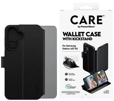 Etui z klapką PanzerGlass CARE Feature Wallet Kickstand do Samsung Galaxy A57 5G Black (5715685034237)