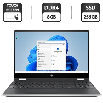 Ноутбук-трансформер HP Pavilion x360 / 15.6" (1920x1080) IPS Touch / Intel Core i5-8265U (4 (8) ядра по 1.6 - 3.9 GHz) / 8 GB DDR4 / 256 GB SSD M.2 + 1000 GB HDD / Intel UHD Graphics / WebCam б/в