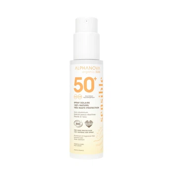 Органічний мінеральний спрей SPF 50+ для чутливої шкіри, ALPHANOVA Organic Sun, 100 г (AN24)