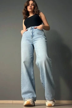 Джинсы женские Its Basic 2499-3-4 Wide Leg jeans с высокой талией и выточками на бедрах 40 голубые