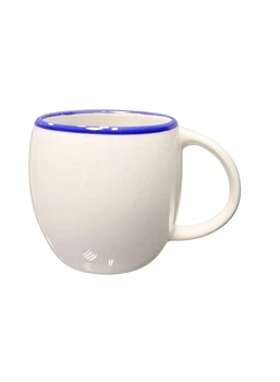 Чашка від IDEAL Ceramic, 380 мл, світло-бежевого кольору з синім обідком по краю