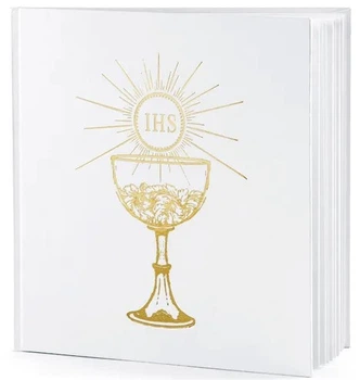 Księga gości PartyDeco Komunia 20,5 x 20,5 cm 22 kartki Biała (KGK7) (5901157444462)
