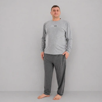 Пижама (кофта+штаны) мужская хлопковая Трикотаж 4XL серая SOMMEIL PIJAMONI PJ6700-6