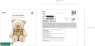 Фольгований повітряна кулька PartyDeco Ведмедик 75 x 84 см Кремовий (5904555086500)