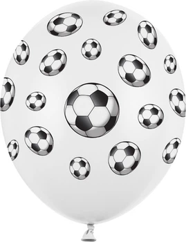 Balony PartyDeco Strong Piłki nożne 30 cm Białe 50 szt (5901157492098)