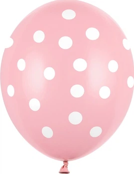 Balony PartyDeco Pastel Kropki Baby 30 cm Różowe 50 szt (5901157492425)