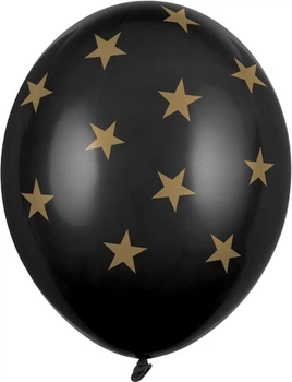 Balony PartyDeco Pastel Gwiazdki 30 cm Czarne 50 szt (5901157492616)