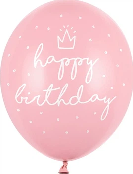 Balony PartyDeco Pastel Happy Birthday Baby 30 cm Różowe 50 szt (5902230744554)