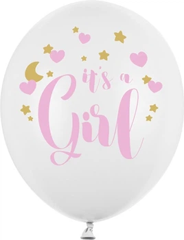Повітряні кульки PartyDeco Pastel Pure It's a Girl 30 см Білі 50 шт (5902230763852)
