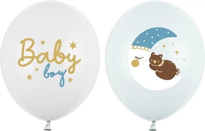 Повітряні кульки PartyDeco Хлопчик 30 см Біло-блакитні 50 шт (5904555046733)