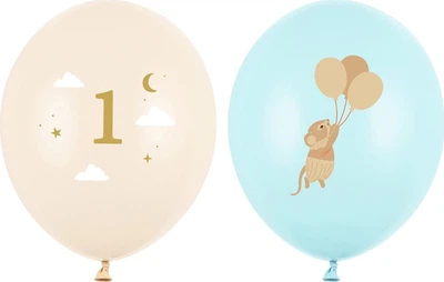 Повітряні кульки PartyDeco Мишки з цифрою 1 30 см Блакитні 50 шт (5900779185487)