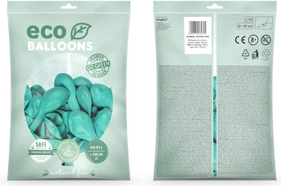 Повітряні кульки PartyDeco Eco пастельні 30 см Темна м'ята 100 шт (5900779134645)