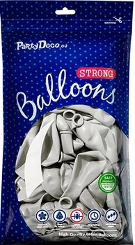 Повітряні кульки PartyDeco Strong Metallic 30 см Срібний сніг 100 шт (5901157485984)
